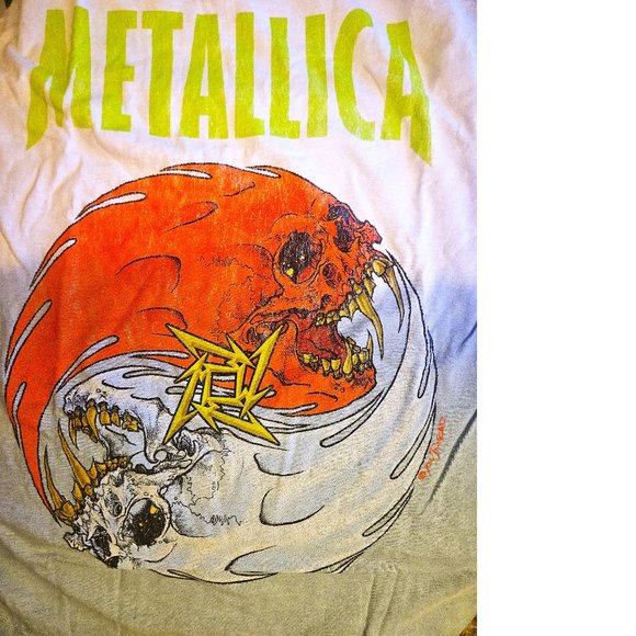 Metallica Fire And Ice Yin Yang Skulls rock Official Unisex T-Shirt M/L as L NWT - Picture 2 of 4